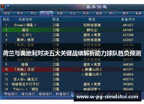 荷兰与奥地利对决五大关键战绩解析助力球队胜负预测